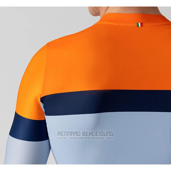 2019 Fahrradbekleidung La Passione Orange Blau Trikot Kurzarm und Tragerhose